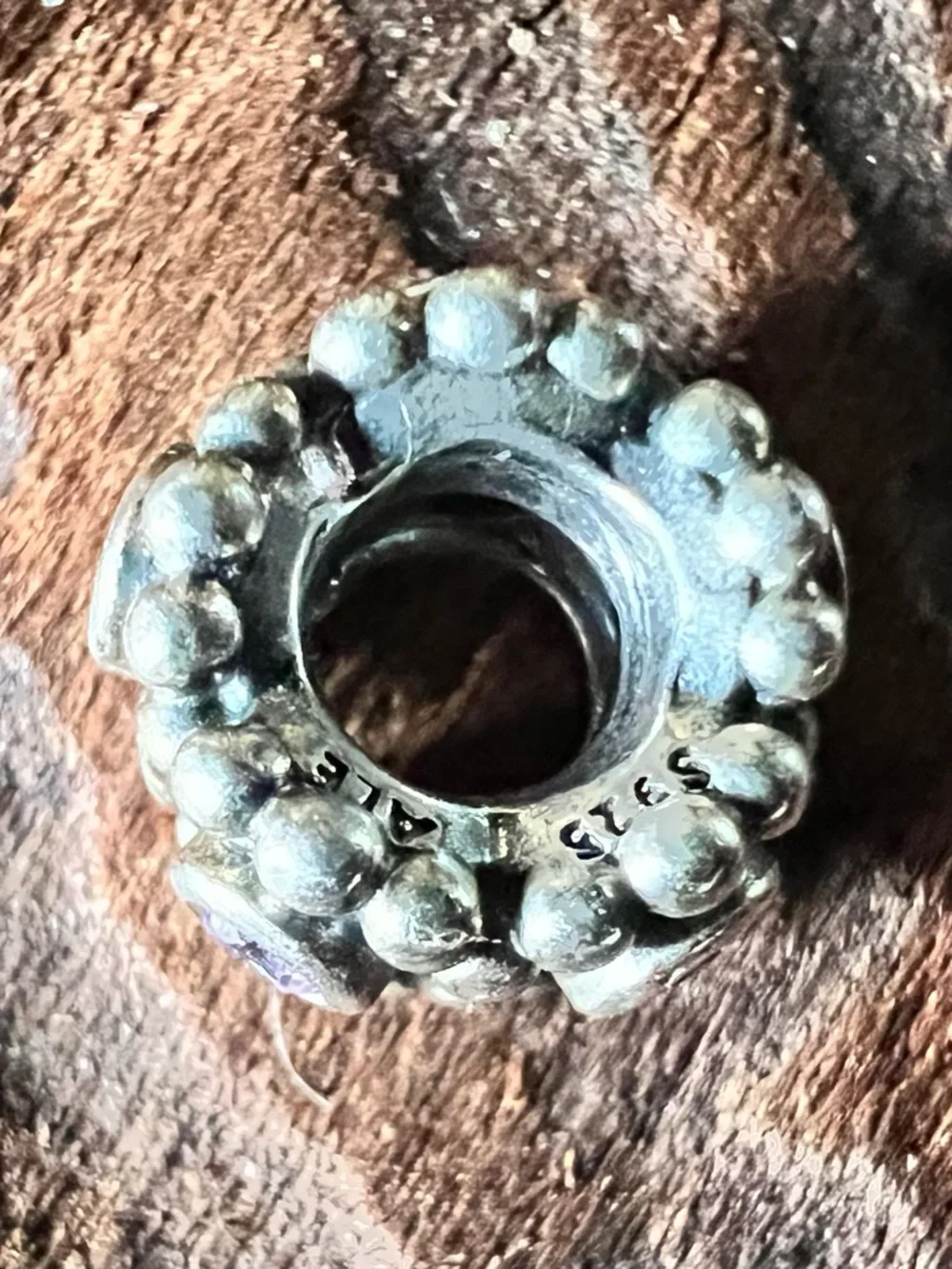 Authentic Pandora Charm Her Majesty Spacer Bead Purple Zirconia & Silver Cz Dots - Picture 5 of 6